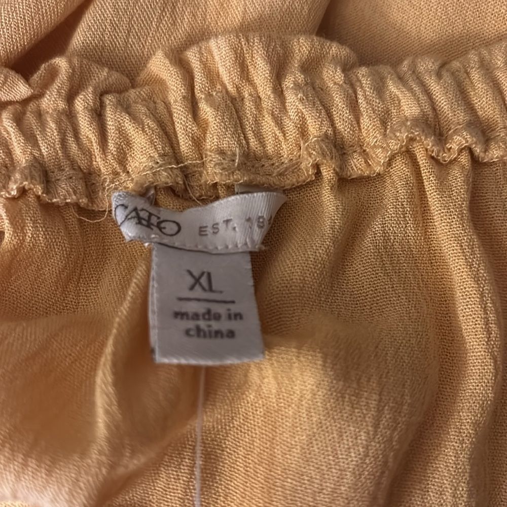 Boho Off Shoulder Tie Sleeve Mustard Yellow Top - Picture 9 of 9